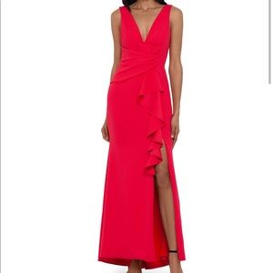 Coral red gown, size 14